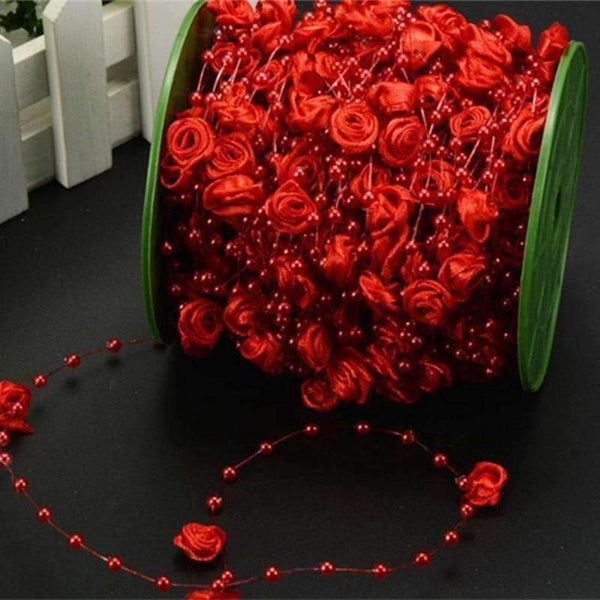 Planet Gates 10m 4mm Rose Ribbon Pearls Beads Chain Garland Home Party Table Accessories Wedding Decoration