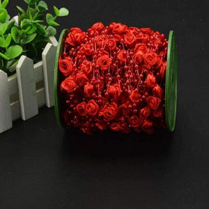 Planet Gates 10m 4mm Rose Ribbon Pearls Beads Chain Garland Home Party Table Accessories Wedding Decoration