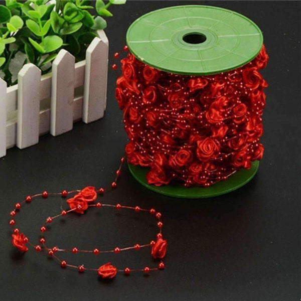 Planet Gates 10m 4mm Rose Ribbon Pearls Beads Chain Garland Home Party Table Accessories Wedding Decoration