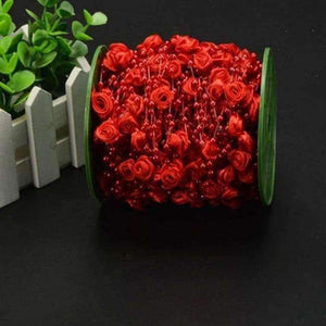 Planet Gates 10m 4mm Rose Ribbon Pearls Beads Chain Garland Home Party Table Accessories Wedding Decoration