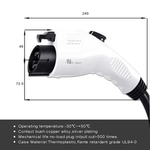Planet Gates 10M J1772  EVSE  input ev plug Duosida level 2 EV Charger 16A Type 1 schuko for electric car Charging mode 2 plug  STOCK!