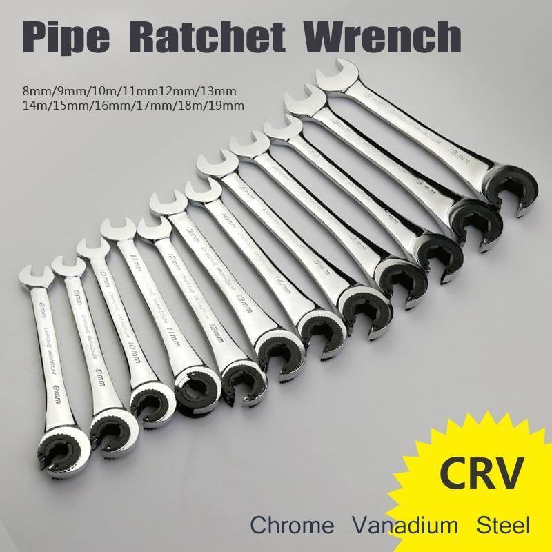 Planet Gates 10mm Activity Fixed Or Active Dual-Use Fast Plum Opening Ratchet Spanners Pipe Wrench 72 Tooth Chrome Vanadium Alloy Steel Car Repair Tools