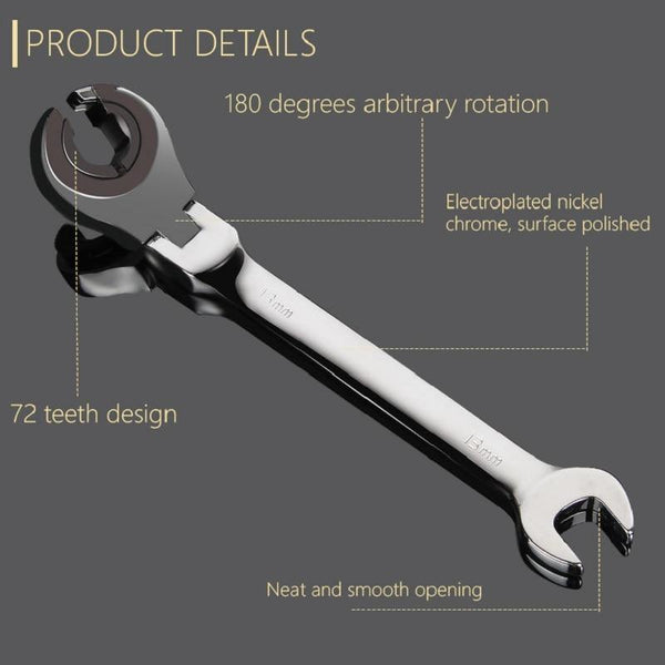 Planet Gates 10mm Activity Fixed Or Active Dual-Use Fast Plum Opening Ratchet Spanners Pipe Wrench 72 Tooth Chrome Vanadium Alloy Steel Car Repair Tools