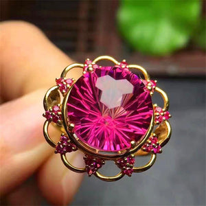 Planet Gates 10mm Swiss red Topaz Engagement Wedding Ring Fine Gemstone Diamonds Jewelry Ring