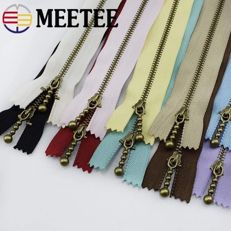 Planet Gates 10pc Meetee Metal Zippers 15/20/30/40cm 3# Close-end Zip Bronze For DIY Sewing Bags Jeans Shoes Clothing Tailor Craft Acessories