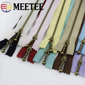 Planet Gates 10pc Meetee Metal Zippers 15/20/30/40cm 3# Close-end Zip Bronze For DIY Sewing Bags Jeans Shoes Clothing Tailor Craft Acessories