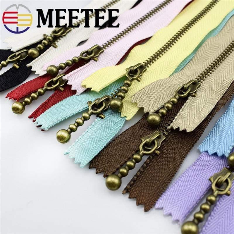 Planet Gates 10pc Meetee Metal Zippers 15/20/30/40cm 3# Close-end Zip Bronze For DIY Sewing Bags Jeans Shoes Clothing Tailor Craft Acessories