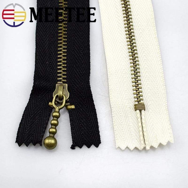Planet Gates 10pc Meetee Metal Zippers 15/20/30/40cm 3# Close-end Zip Bronze For DIY Sewing Bags Jeans Shoes Clothing Tailor Craft Acessories