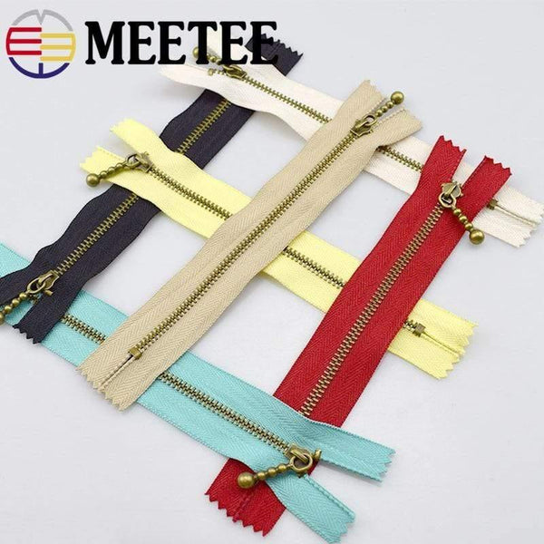 Planet Gates 10pc Meetee Metal Zippers 15/20/30/40cm 3# Close-end Zip Bronze For DIY Sewing Bags Jeans Shoes Clothing Tailor Craft Acessories