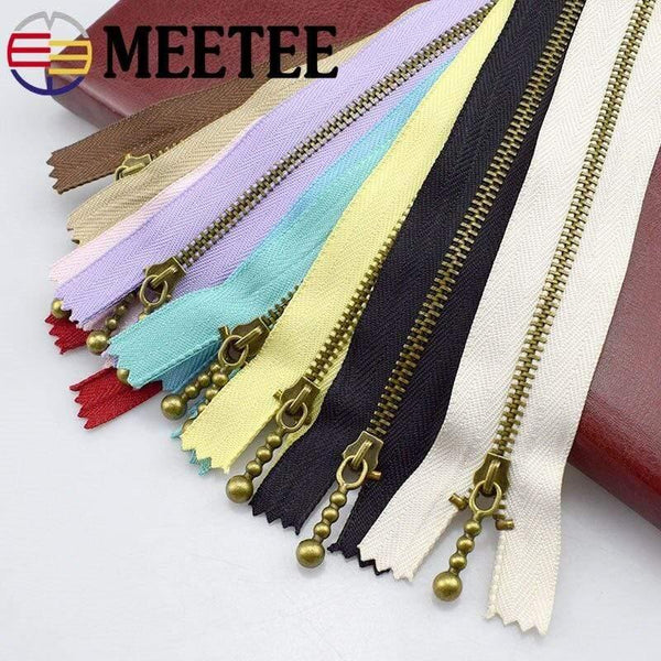 Planet Gates 10pc Meetee Metal Zippers 15/20/30/40cm 3# Close-end Zip Bronze For DIY Sewing Bags Jeans Shoes Clothing Tailor Craft Acessories