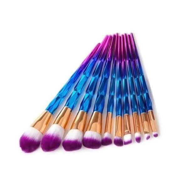 Planet Gates 10PCS 1 11PCS 10PCS Makeup Brushes Rose Gold Diamond Purple Brush Loose Powder Brush Flat Kit Pincel Maquiagem Make up Brushes