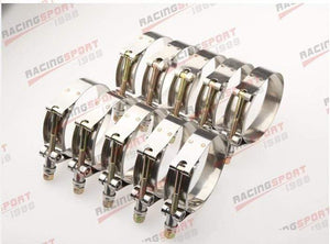Planet Gates 10PCS 2" inch Turbo Pipe Hose Coupler T-bolt Clamp Stainless Steel 54-62mm