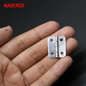 10pcs 25mm X 20mm Silver Mini Door Hinges Cabinet Drawer Jewellery Box Mini Hinge With Screws For Furniture Hardware