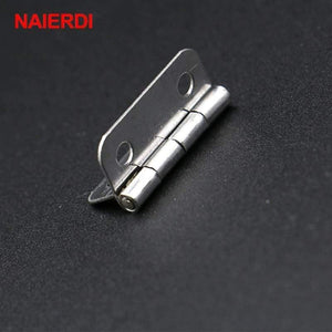 10pcs 25mm X 20mm Silver Mini Door Hinges Cabinet Drawer Jewellery Box Mini Hinge With Screws For Furniture Hardware