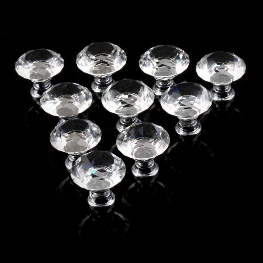 Planet Gates 10Pcs 30mm Diamond Plated Shape Crystal Glass Knob Cupboard Drawer Pull Handle New Kitchen Door Knob Furniture Accessories