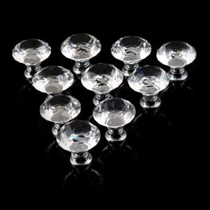 Planet Gates 10Pcs 30mm Diamond Plated Shape Crystal Glass Knob Cupboard Drawer Pull Handle New Kitchen Door Knob Furniture Accessories