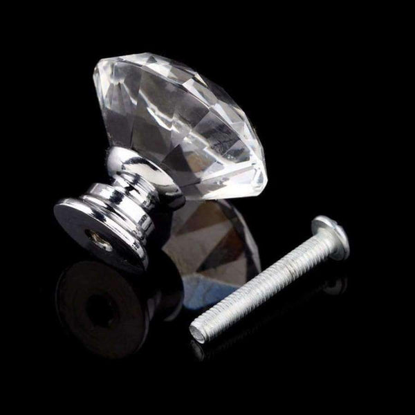 Planet Gates 10Pcs 30mm Diamond Plated Shape Crystal Glass Knob Cupboard Drawer Pull Handle New Kitchen Door Knob Furniture Accessories