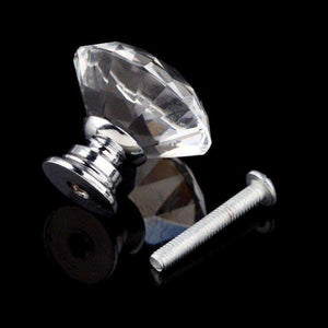 Planet Gates 10Pcs 30mm Diamond Plated Shape Crystal Glass Knob Cupboard Drawer Pull Handle New Kitchen Door Knob Furniture Accessories