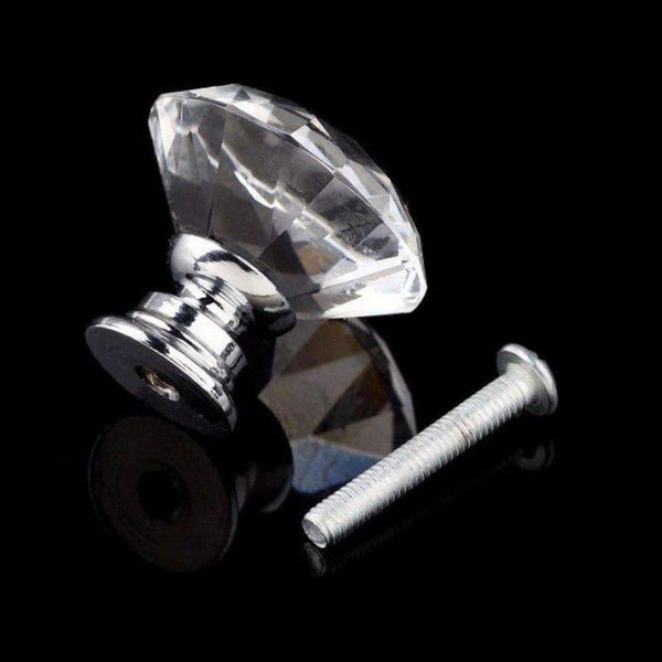 Planet Gates 10Pcs 30mm Diamond Plated Shape Crystal Glass Knob Cupboard Drawer Pull Handle New Kitchen Door Knob Furniture Accessories