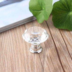 Planet Gates 10Pcs 30mm Diamond Plated Shape Crystal Glass Knob Cupboard Drawer Pull Handle New Kitchen Door Knob Furniture Accessories