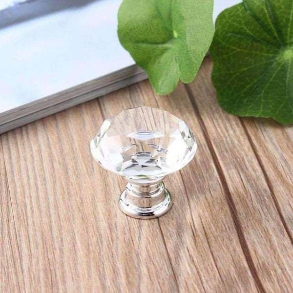Planet Gates 10Pcs 30mm Diamond Plated Shape Crystal Glass Knob Cupboard Drawer Pull Handle New Kitchen Door Knob Furniture Accessories