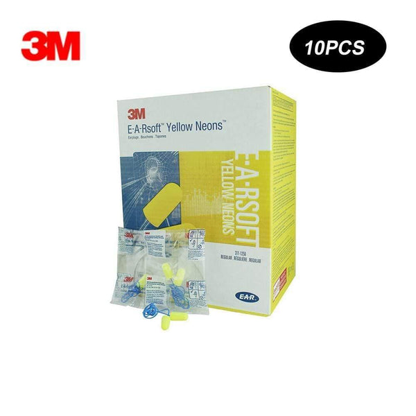 10Pcs 3M 311-1250 E-A-R Push-Ins Corded Noise Reduction Earplugs 33dB Highest NRR Comfortable Ear Plugs Work Travel Foam Earplug (10 pairs)