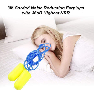 10Pcs 3M 311-1250 E-A-R Push-Ins Corded Noise Reduction Earplugs 33dB Highest NRR Comfortable Ear Plugs Work Travel Foam Earplug (10 pairs)
