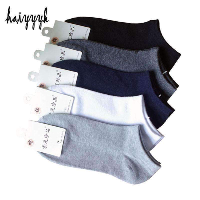Planet Gates 10Pcs=5Pair Solid Cotton Socks Men Invisible Ankle Socks Men Breathable Thin Boat Sock No Show Socks Size EUR 38-42