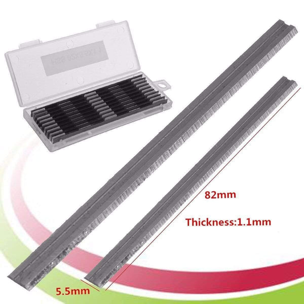 Planet Gates 10Pcs 82mm x 5.5mm Reversible Carbide Planer Blades For Cutting Soft Hard Woods Ply-wood Board Woodworking Power Tool