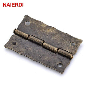 10PCS  Antique Bronze Hinges Cabinet Door Drawer Decorative Mini Hinge For Jewelry Storage Wooden Box Furniture Hardware