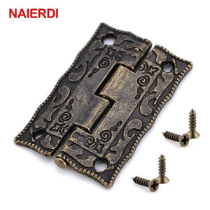 10PCS  Antique Bronze Hinges Cabinet Door Drawer Decorative Mini Hinge For Jewelry Storage Wooden Box Furniture Hardware