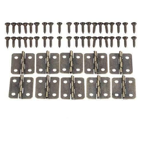 10Pcs Antique Door Cabinet Luggage Hinges Jewelry Wood Boxes Hinge Furniture Decoration W/Screw 18*16mm Bronze/Silver/Gold
