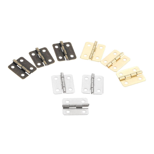 10Pcs Antique Door Cabinet Luggage Hinges Jewelry Wood Boxes Hinge Furniture Decoration W/Screw 18*16mm Bronze/Silver/Gold