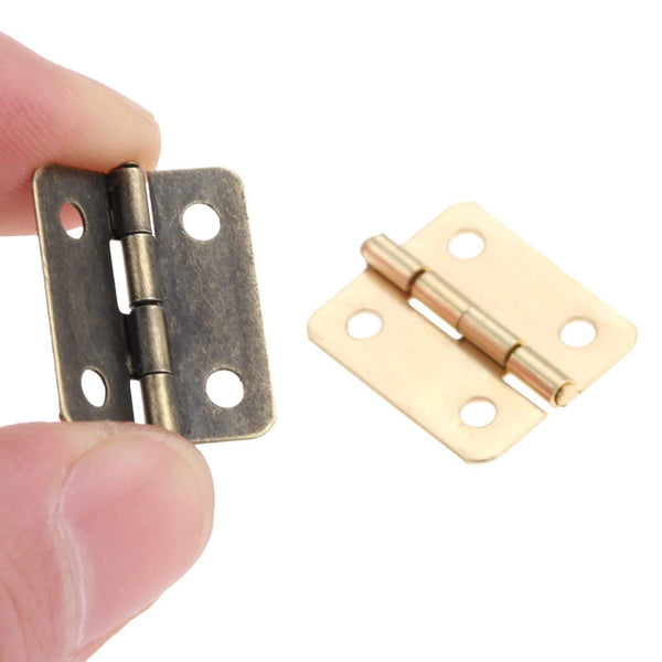 10Pcs Antique Door Cabinet Luggage Hinges Jewelry Wood Boxes Hinge Furniture Decoration W/Screw 18*16mm Bronze/Silver/Gold