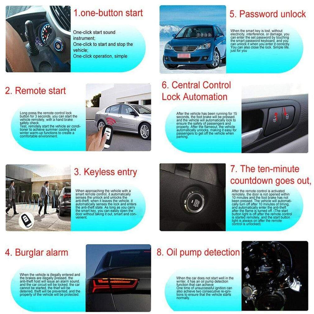 Planet Gates 10pcs Auto car start stop engine system with keyboard PKE Keyless Entry Engine Alarm System set password open/close door