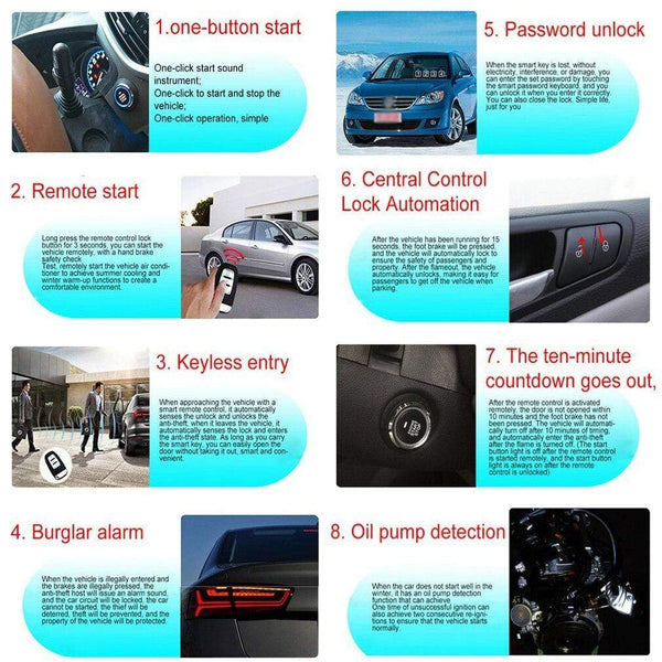 Planet Gates 10pcs Auto car start stop engine system with keyboard PKE Keyless Entry Engine Alarm System set password open/close door