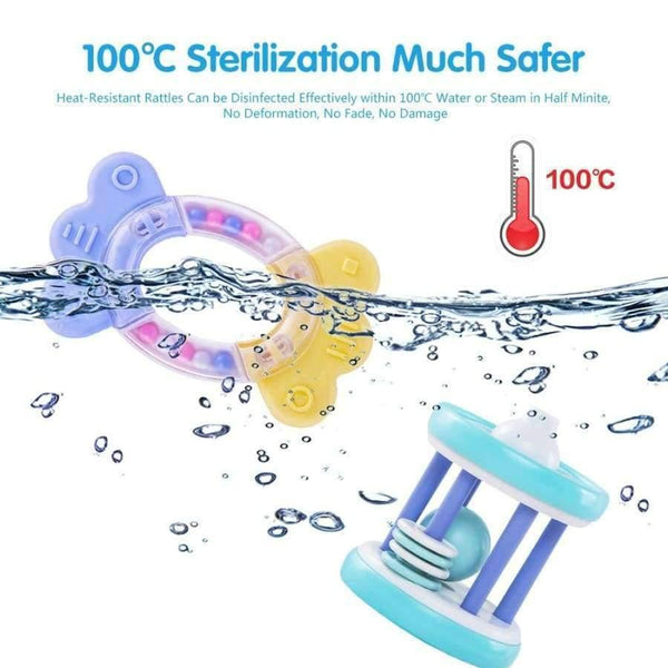 Planet Gates 10pcs Baby Rattles Educational Baby Toys 0-12 Months Teether Music Hand Shake Bed Toys Newborn Plastic Animal Rattles Toy