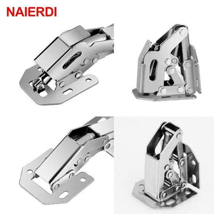 10PCS  Cabinet Door Hinges No-Drilling Hole Cupboard Spring Soft Close Hydraulic Hinge Furniture Hardware With Screws