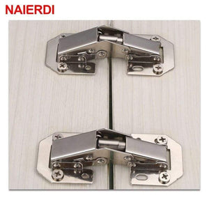10PCS  Cabinet Door Hinges No-Drilling Hole Cupboard Spring Soft Close Hydraulic Hinge Furniture Hardware With Screws