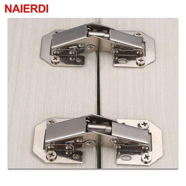10PCS  Cabinet Door Hinges No-Drilling Hole Cupboard Spring Soft Close Hydraulic Hinge Furniture Hardware With Screws