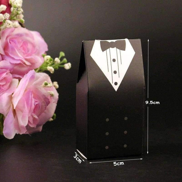 Planet Gates 10Pcs Candy Box Bridal Gift Cases Groom Tuxedo Dress Gown Ribbon Wedding Favors Sugar Case Wedding Decoration mariage casamento