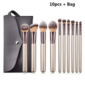 Planet Gates 10pcs Champagne Makeup Brushes Set For Foundation Powder Blush Eyeshadow Concealer Large Make Up Brush Cosmetics Beauty Tool 25
