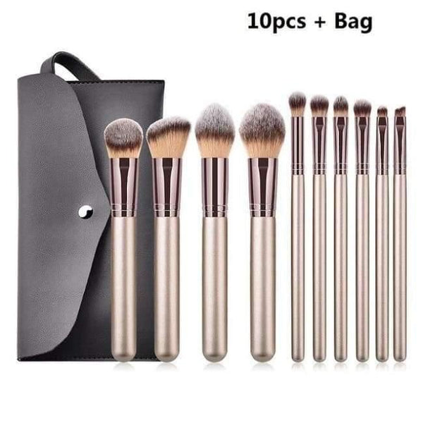 Planet Gates 10pcs Champagne Makeup Brushes Set For Foundation Powder Blush Eyeshadow Concealer Large Make Up Brush Cosmetics Beauty Tool 25