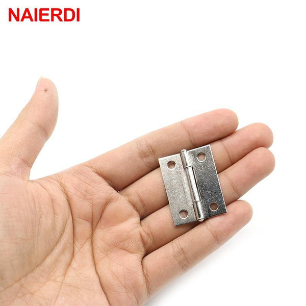 10pcs Door Hinge 1.5Inch Stainless Steel Mini Drawer Jewelry Box Silver Cabinet Hinges For Decoration Furniture Hardware