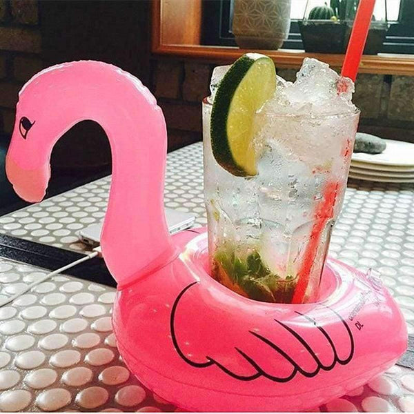 Planet Gates 10PCS Hot Flamingo Inflatable Drink Cup Holders Floating Toy Pool Event Party Hawaiian Bachelorette Party Decoration Supplies