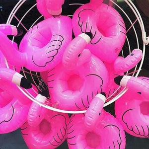 Planet Gates 10PCS Hot Flamingo Inflatable Drink Cup Holders Floating Toy Pool Event Party Hawaiian Bachelorette Party Decoration Supplies