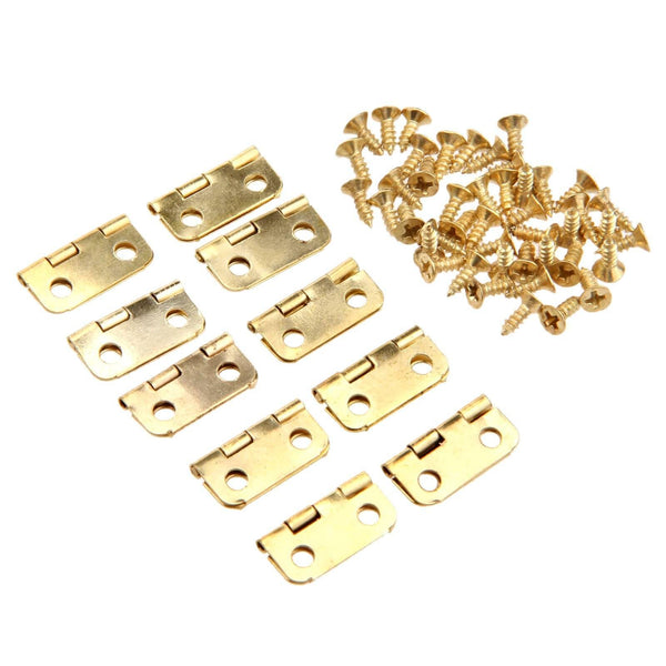 10Pcs Kitchen Cabinet Hinges Furniture Accessories 4 Holes Jewelry Boxes Hinge Furniture Fittings 16x13mm Antique Bronze/Gold