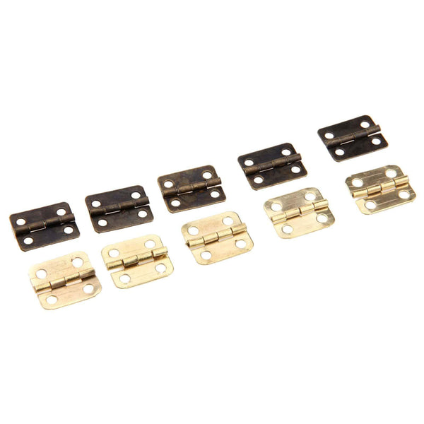10Pcs Kitchen Cabinet Hinges Furniture Accessories 4 Holes Jewelry Boxes Hinge Furniture Fittings 16x13mm Antique Bronze/Gold