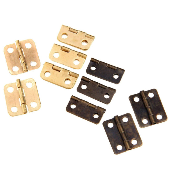 10Pcs Kitchen Cabinet Hinges Furniture Accessories 4 Holes Jewelry Boxes Hinge Furniture Fittings 16x13mm Antique Bronze/Gold