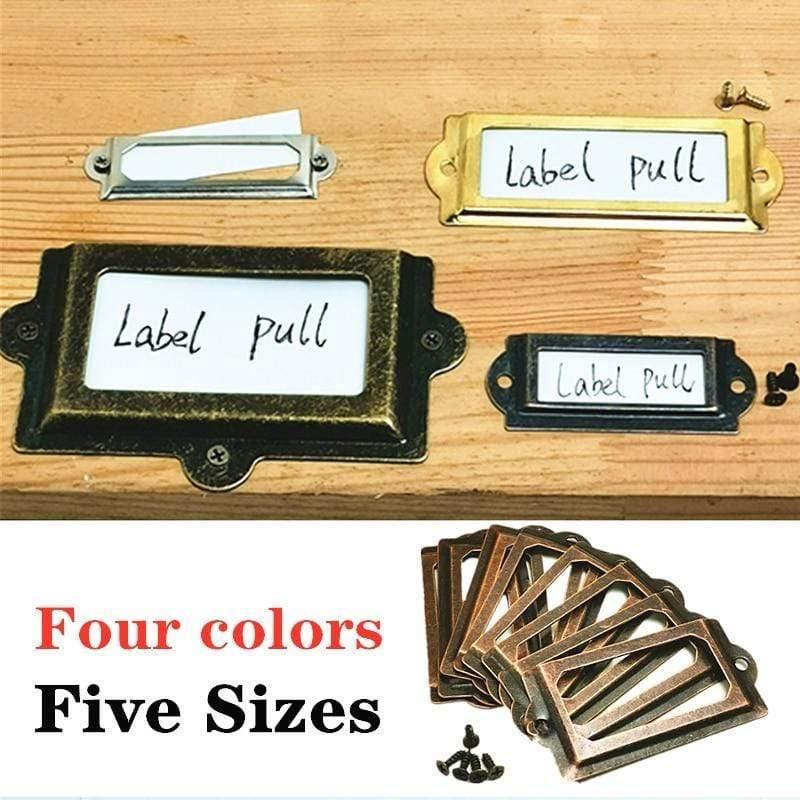 10pcs Label Pull Frame Antique Brass Golden Medicine Drawer File Name Card Holder Furniture Hardware Accessories
